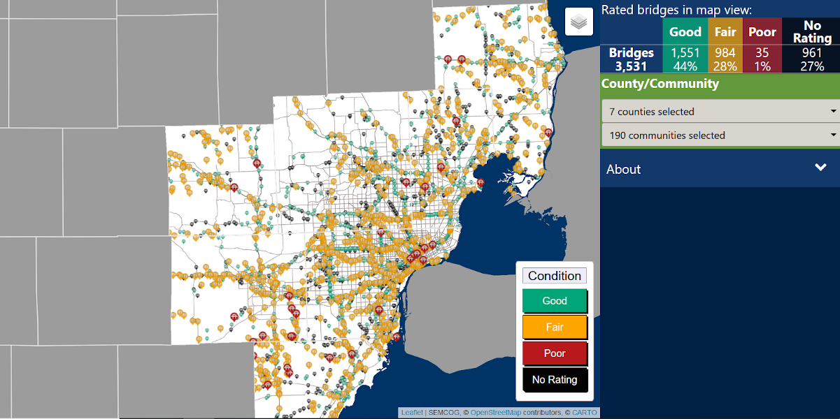 SEMCOG Bridge Condition Map