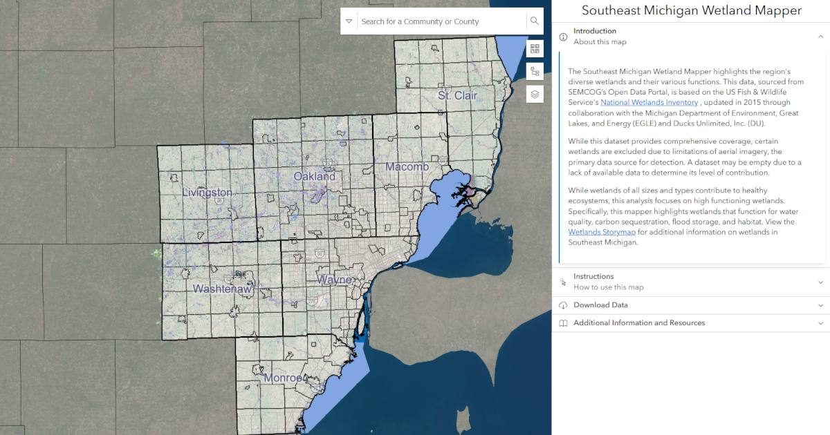 SEMCOG Wetland Mapper - OG WetlandMapper